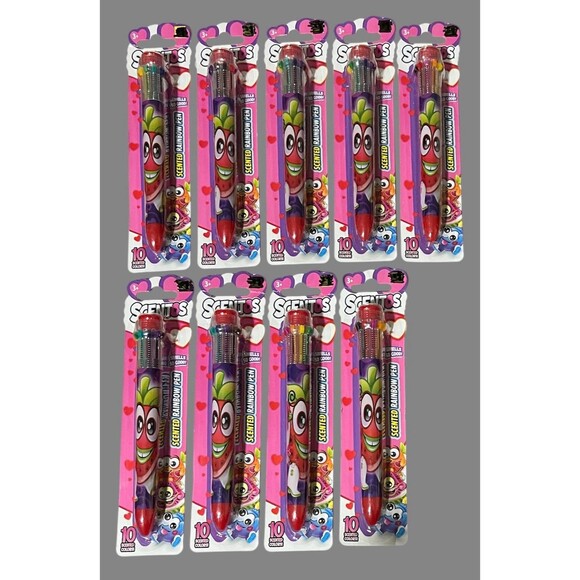 Scentos Valentine’s Day Scented Rainbow Pens Lot of 9 – 10 Colors Each NEW - Picture 1 of 3